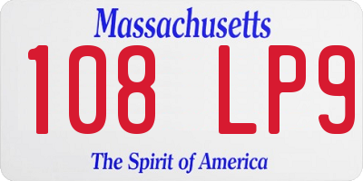 MA license plate 108LP9