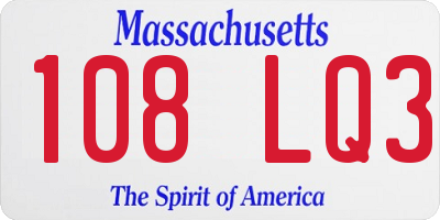 MA license plate 108LQ3