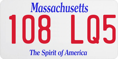 MA license plate 108LQ5