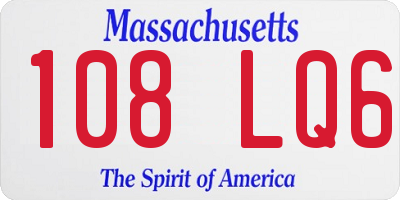 MA license plate 108LQ6