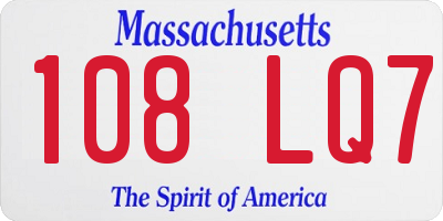 MA license plate 108LQ7