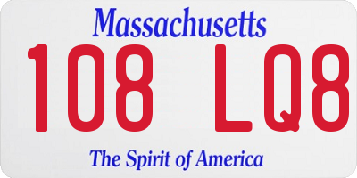 MA license plate 108LQ8