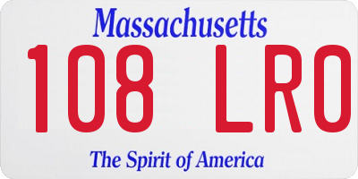 MA license plate 108LR0