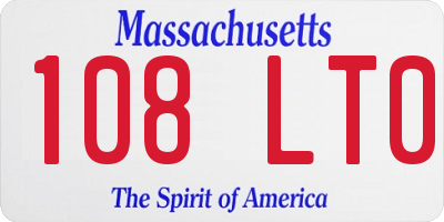 MA license plate 108LT0