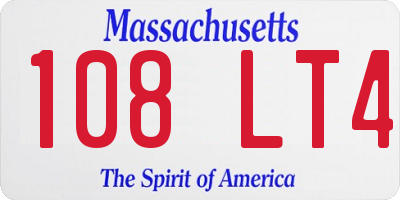 MA license plate 108LT4