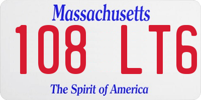 MA license plate 108LT6