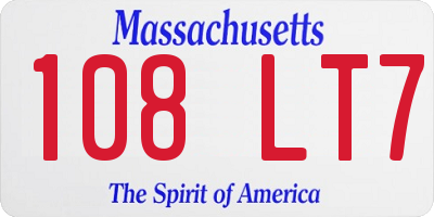 MA license plate 108LT7
