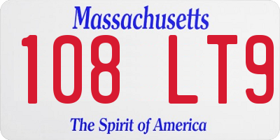 MA license plate 108LT9