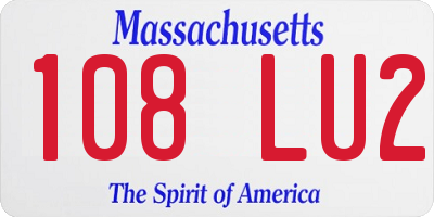 MA license plate 108LU2
