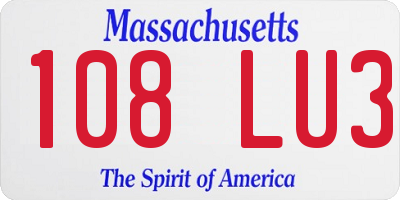 MA license plate 108LU3