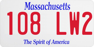 MA license plate 108LW2