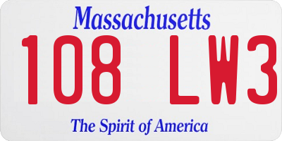 MA license plate 108LW3