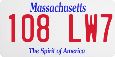 MA license plate 108LW7