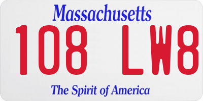 MA license plate 108LW8