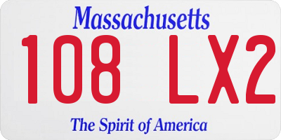 MA license plate 108LX2