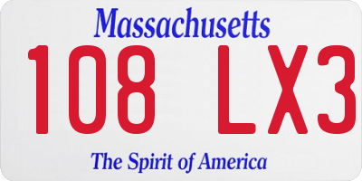 MA license plate 108LX3