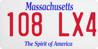 MA license plate 108LX4