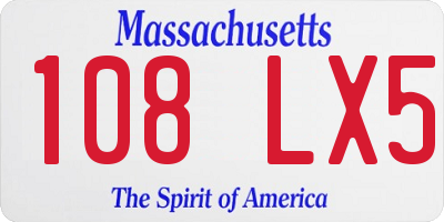 MA license plate 108LX5