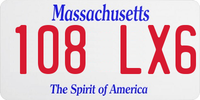 MA license plate 108LX6