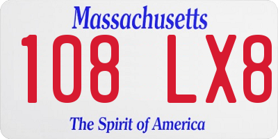 MA license plate 108LX8