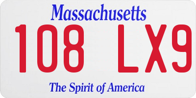MA license plate 108LX9