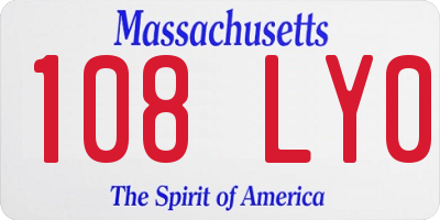 MA license plate 108LY0
