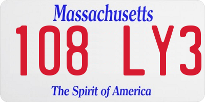 MA license plate 108LY3