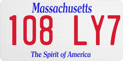 MA license plate 108LY7