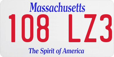 MA license plate 108LZ3