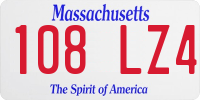 MA license plate 108LZ4