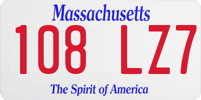 MA license plate 108LZ7