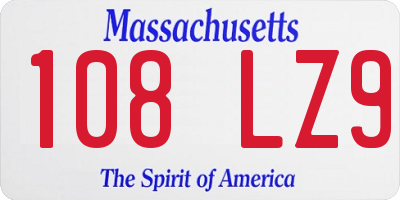 MA license plate 108LZ9
