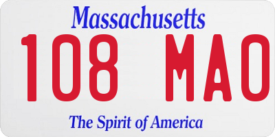 MA license plate 108MA0