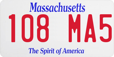 MA license plate 108MA5