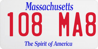 MA license plate 108MA8