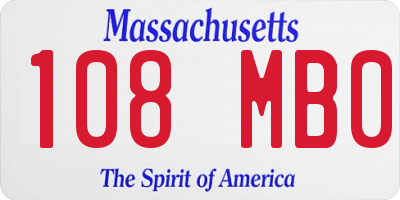 MA license plate 108MB0