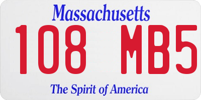 MA license plate 108MB5
