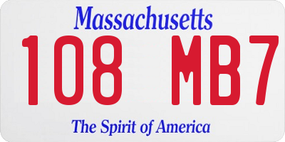 MA license plate 108MB7