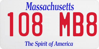 MA license plate 108MB8