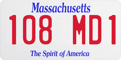 MA license plate 108MD1