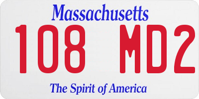 MA license plate 108MD2