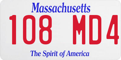 MA license plate 108MD4