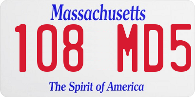 MA license plate 108MD5