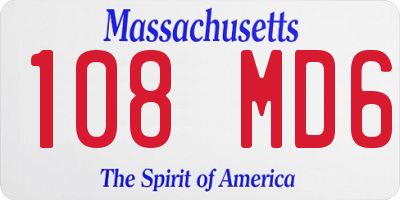 MA license plate 108MD6