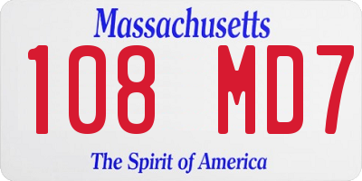 MA license plate 108MD7
