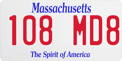 MA license plate 108MD8