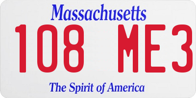 MA license plate 108ME3