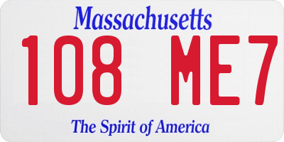 MA license plate 108ME7