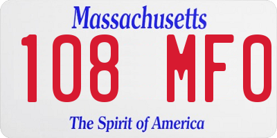 MA license plate 108MF0