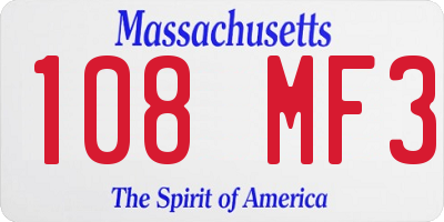 MA license plate 108MF3